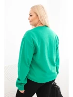 Dámske Plus veľkosť bavlnené základné kolo krku mikina svetlo zelená