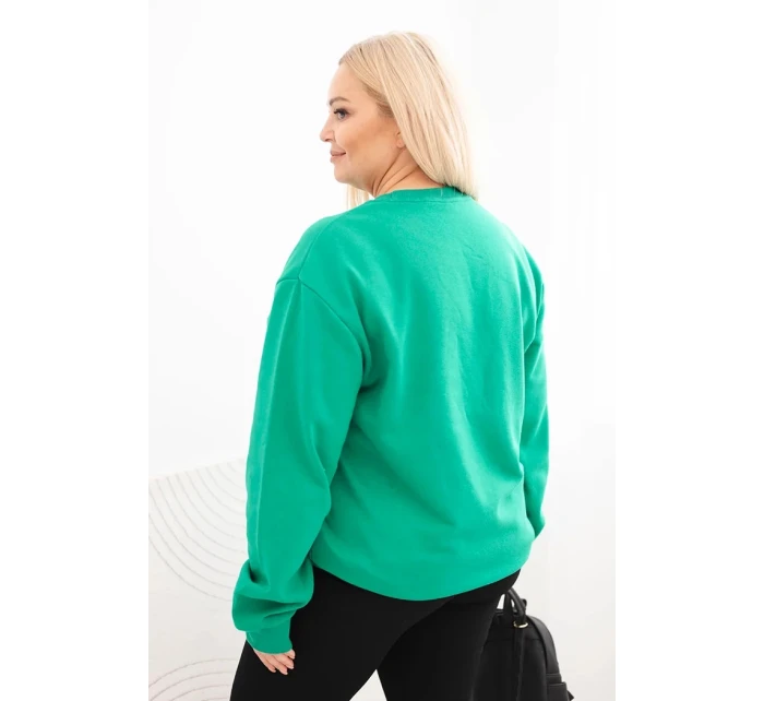 Dámske Plus veľkosť bavlnené základné kolo krku mikina svetlo zelená