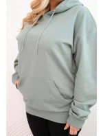 Dámska mikina s kapucňou a klokankou v tmavom mätovej bavlne