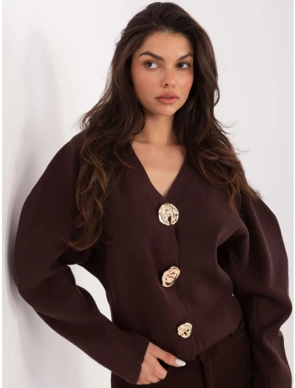 Sweter PM SW model 21776441 ciemny brązowy - FPrice Sweter PM SW model 21776441 ciemny brązowy - FPrice