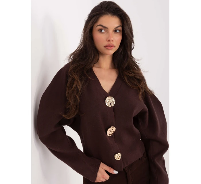 Sweter PM SW model 21776441 ciemny brązowy - FPrice Sweter PM SW model 21776441 ciemny brązowy - FPrice