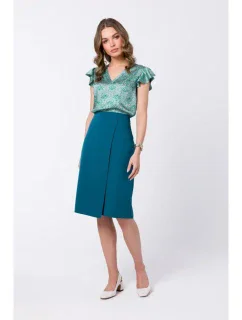 model 18360346 Sukně áčkového střihu se zavinovacími detaily modrá - STYLOVE