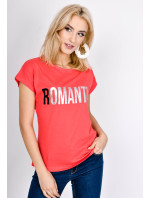 Dámske tričko s nápisom "Romantic" - červené