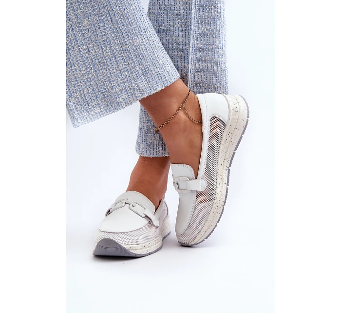 Dámske kožené mokasíny D&A TW210 white - S.Barski