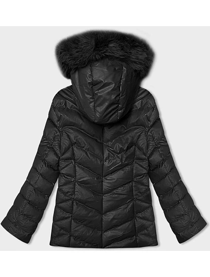 Krátká černá zimní bunda s kapucí model 21246217 - J.STYLE