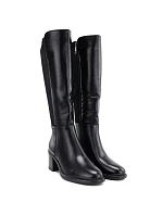 Dámské kozačky na podpatku s elastickým černé, model 22388587 - VINCEZA Dámské kozačky na podpatku s elastickým černé, model 22388587 - VINCEZA