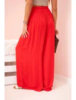 Dámske široké viskózové nohavice s elastickým pásom červené Dámske široké viskózové nohavice s elastickým pásom červené