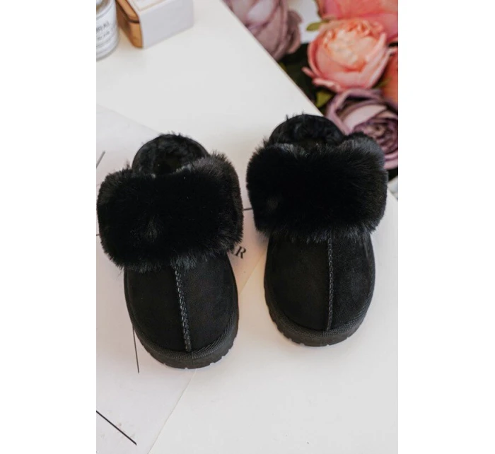 Kapcie Dziecięce Z Futerkiem Czarne Birasta