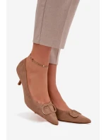 Dámské lodičky s ozdobným detailem tmavě béžové Amelora