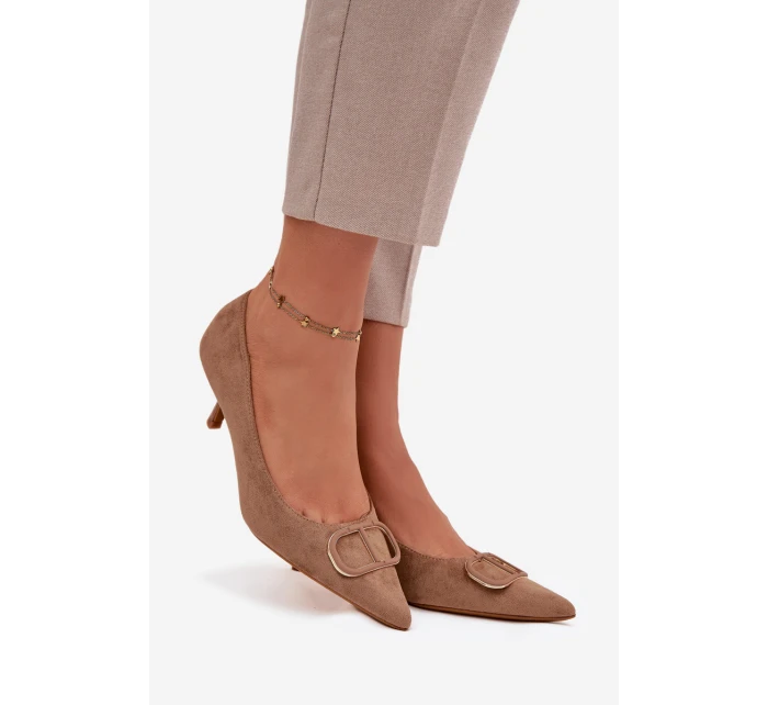 Dámské lodičky s ozdobným detailem tmavě béžové Amelora