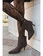Kožené semišové kotníčkové boty na podpatku s podšívkou Big Star model 22386424 Hnědé - Big Star Shoes