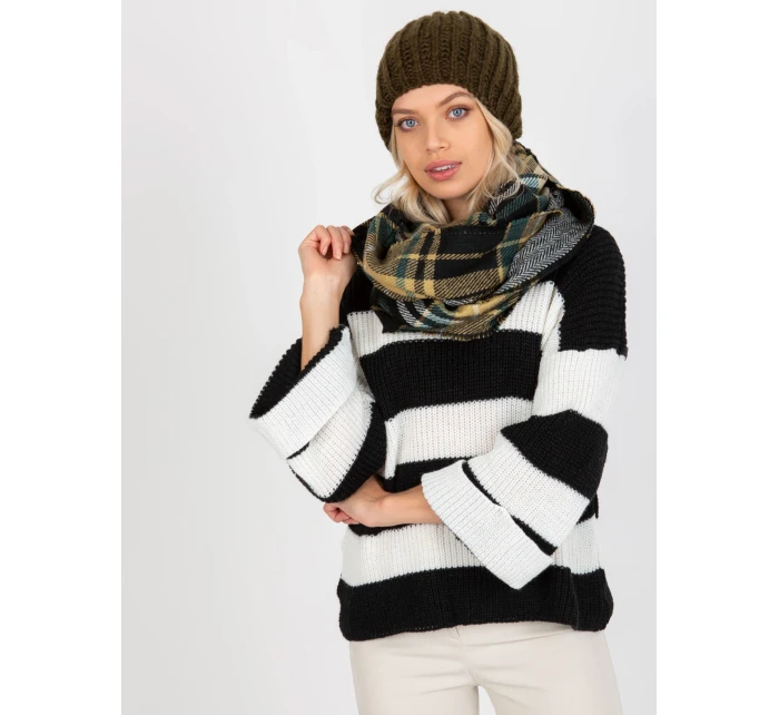 Tunelová šála AT KM model 17833745 černá a béžová - FPrice