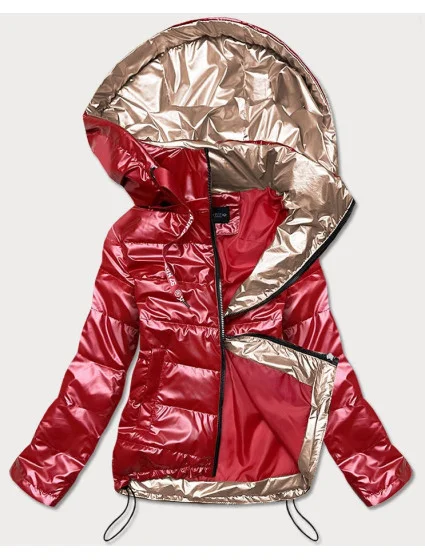 Červená dámská bunda se zlatými prvky model 17099201 - Miss TiTi