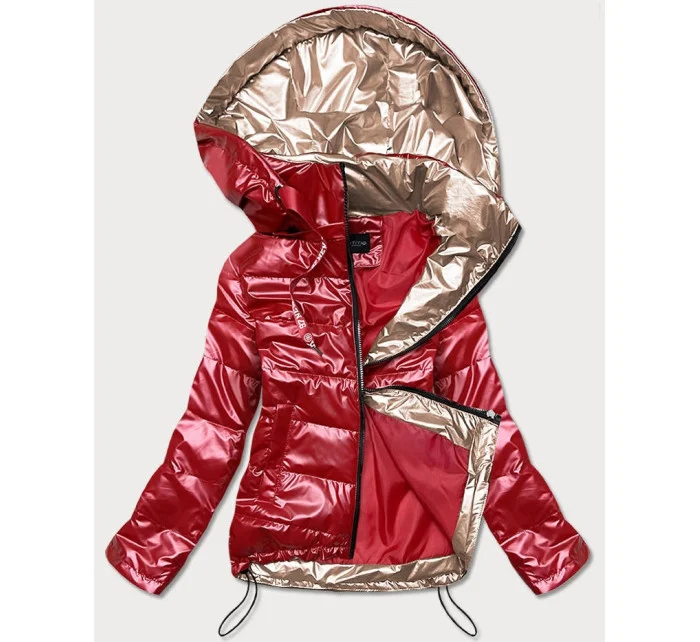 Červená dámská bunda se zlatými prvky model 17099201 - Miss TiTi