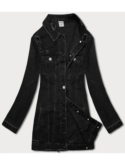 Čierna dámska džínsová bunda s pretrhnutiami (POP5910-K)