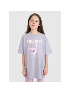 Dievčenské tričko oversize s potlačou 4F 4FJRSS25TTSHF2646-25S