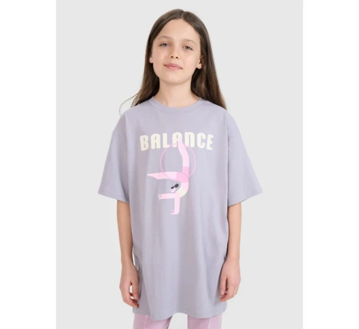 Dievčenské tričko oversize s potlačou 4F 4FJRSS25TTSHF2646-25S