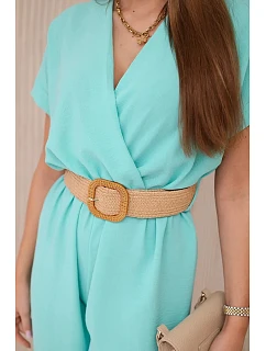 Kombinéza s ozdobným pásom svetlá mentolová