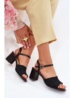 Dámské Sandály Na Podpatku Černé model 21702384 - Boto
