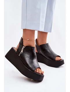 Zazoo 1792 Kožené sandály na platformě Černé