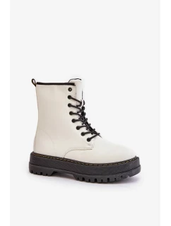 Zateplené členkové topánky z eko kože so zipsom White Naleli