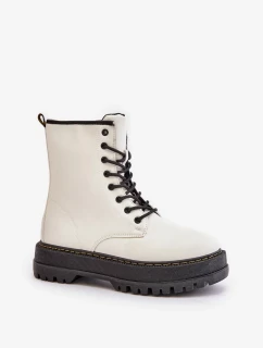 Zateplené členkové topánky z eko kože so zipsom White Naleli