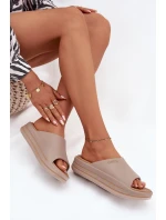 Dámske papuče na platforme Big Star - tmavo béžové