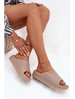 Dámske papuče na platforme Big Star - tmavo béžové