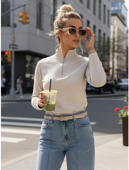 Dámská mikina se stojáčkem béžová Dstreet model 21996350 - FashionStreet