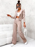 Krátka bunda + široké nohavice béžová (8263)
