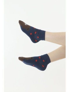 Zábavné ponožky Bear modré s červenými bodkami