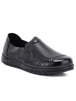 Pohodlné černé dámské kožené polobotky bez šněrování model 22343110 - VINCEZA