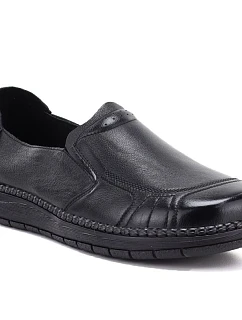 Pohodlné černé dámské kožené polobotky bez šněrování model 22343110 - VINCEZA