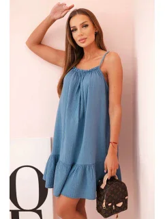 Dámske mušelínové šaty s ramienkami a volánom