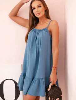 Dámske mušelínové šaty s ramienkami a volánom