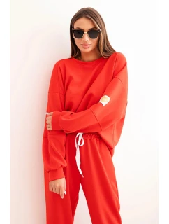 Dámska maslová súprava s voľnou mikinou a nohavicami LOVE red