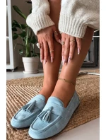 Dámské mokasíny s plochou podrážkou a třásněmi, modré Marilisse