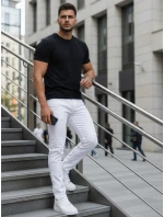 Pánske biele slim fit džínsy FashionStreet UX4477