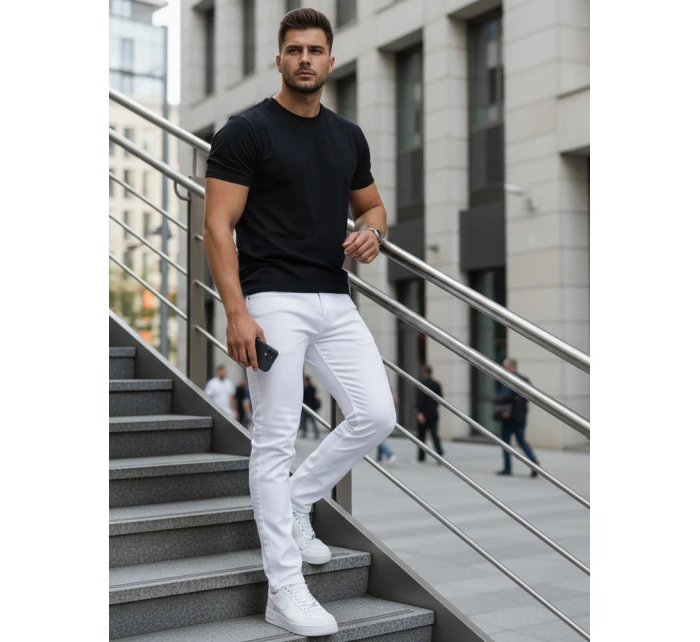 Pánske biele slim fit džínsy FashionStreet UX4477