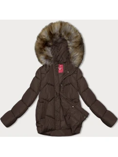 Hnedá prechodná bunda s kapucňou (LHD-23002)