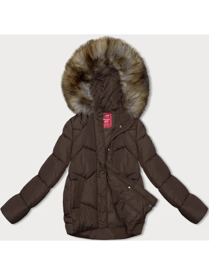 Hnedá prechodná bunda s kapucňou (LHD-23002)