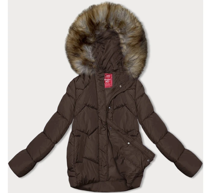 Hnedá prechodná bunda s kapucňou (LHD-23002)