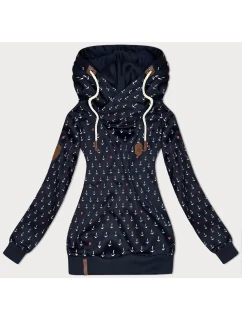 Tmavomodrá vzorovaná dámska mikina (2304)