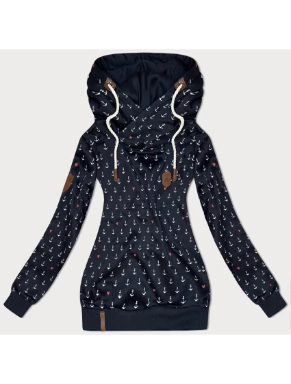 Wzorzysta bluza damska ciemny granat (2304)