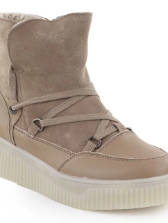 Dámské béžové kožené boty model 21925845 - FILIPPO