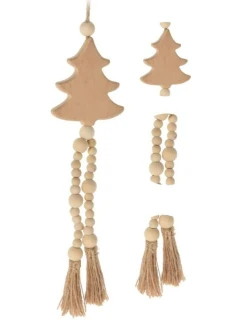 DEKORATÍVNY PRÍVESOK BOHO EKO PRÍRODA DREVENÝ VIANOČNÝ STROMČEK