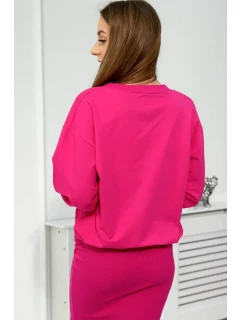 Súprava blúzka + pruhované šaty fuchsiová