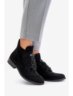 Zateplené Nízké Boty S Dekorací Na Zip Černé model 21675901 - S.Barski Zateplené Nízké Boty S Dekorací Na Zip Černé model 21675901 - S.Barski