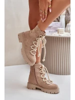 Ocieplane Botki Z Eko Zamszu Na Zamek Jasnobeżowe Caellita Ocieplane Botki Z Eko Zamszu Na Zamek Jasnobeżowe Caellita
