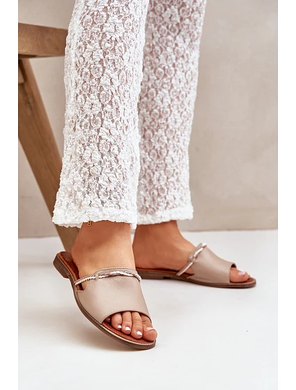 Kožené Pantofle Tmavě Béžové Lewski Shoes model 21682423 - Boto